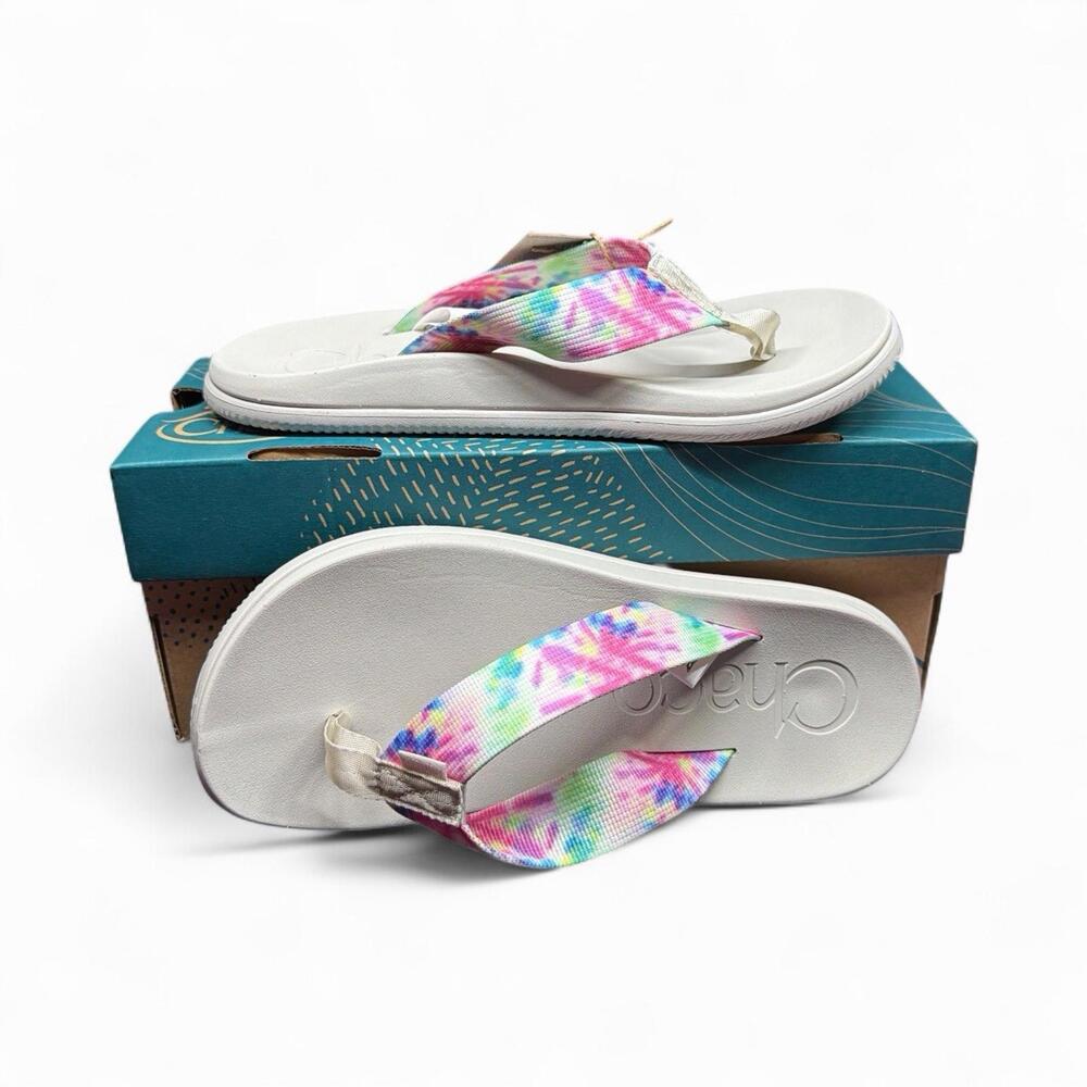 NEW CHACO Women's Flip Flops Beige / Light Tie Dye Chillos Size US 7 NIB